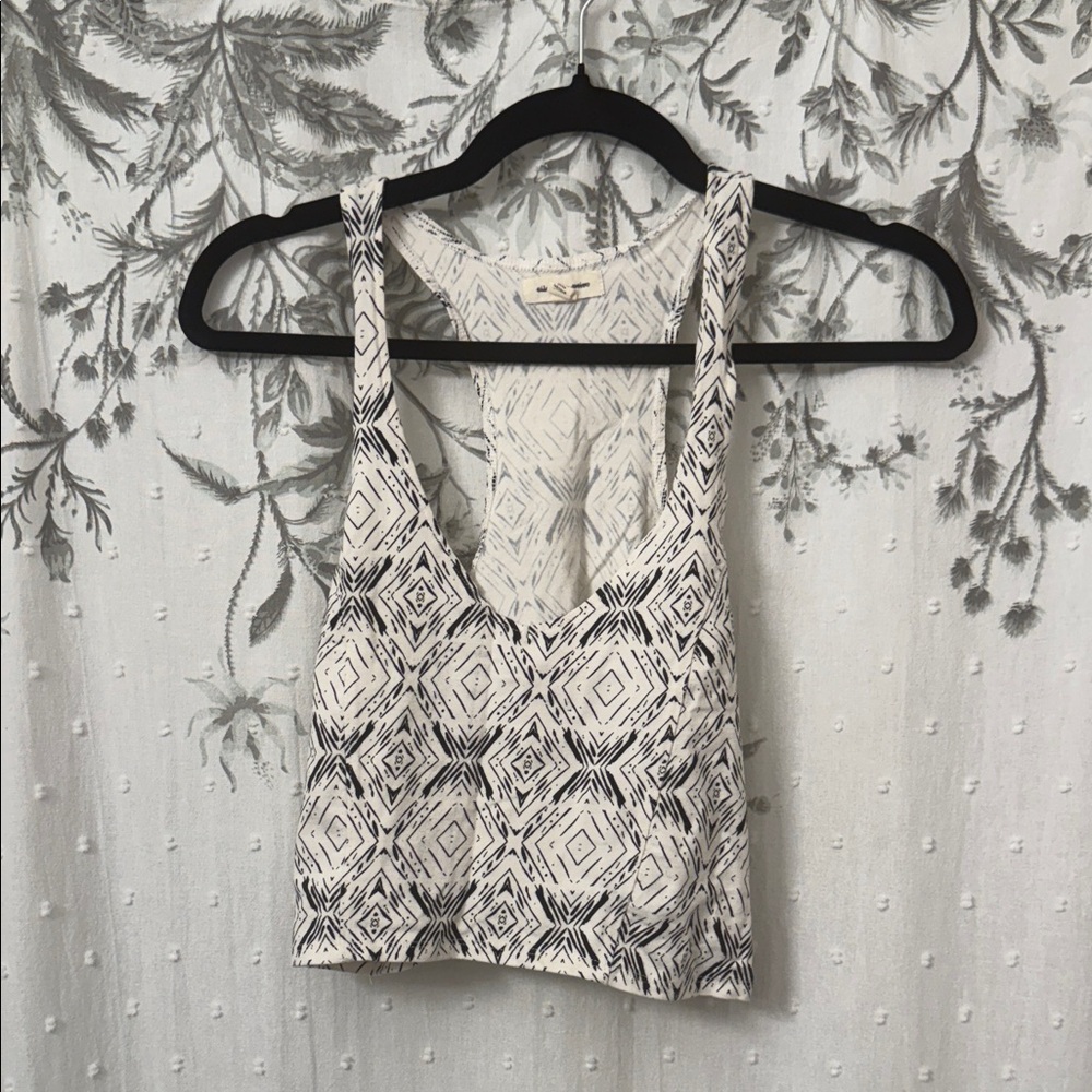 Silence + Noise Black and White Geometric Tank Top
